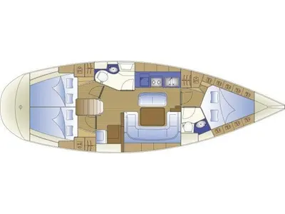 Floor plan of Toisjo, a Bavaria 42 Cruiser sailboat at Kos, Greece