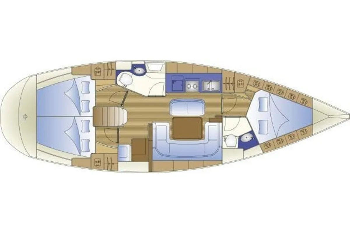 Floor plan of Toisjo, a Bavaria 42 Cruiser sailboat at Kos, Greece