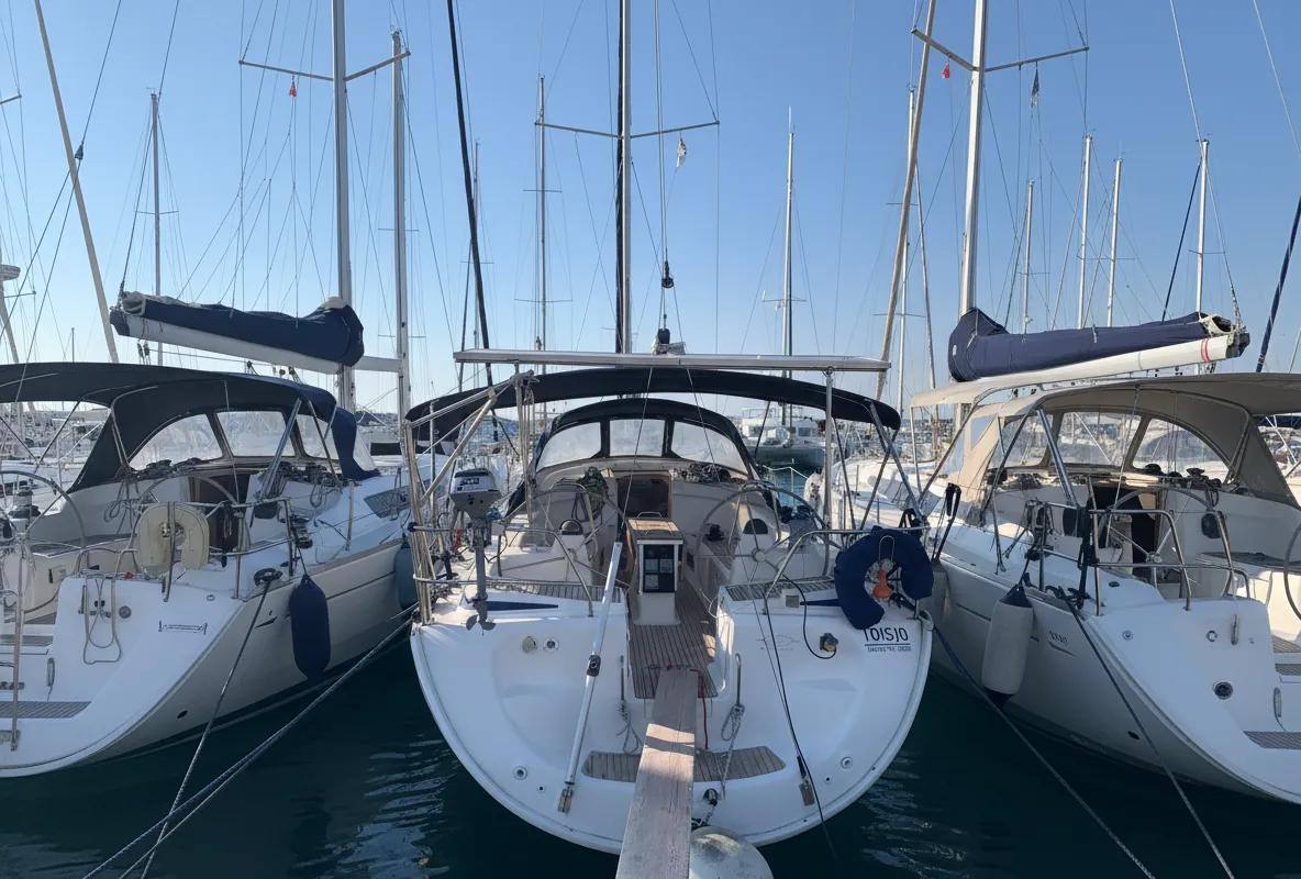 Cockpit of Toisjo, a Bavaria 42 Cruiser sailboat at Kos, Greece