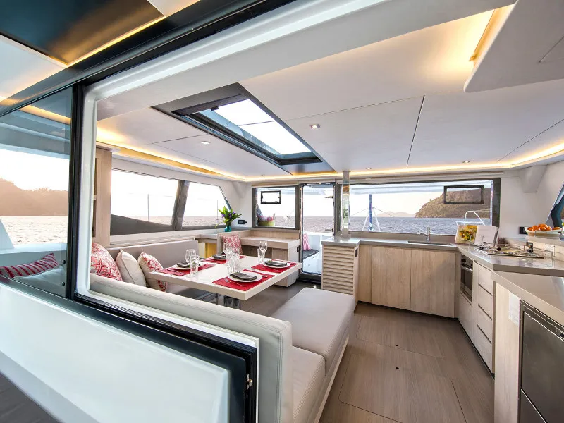 Salon of Moorings 4500L/10 Exclusive, a Leopard 45 catamaran at Road Town, British Virgin Islands