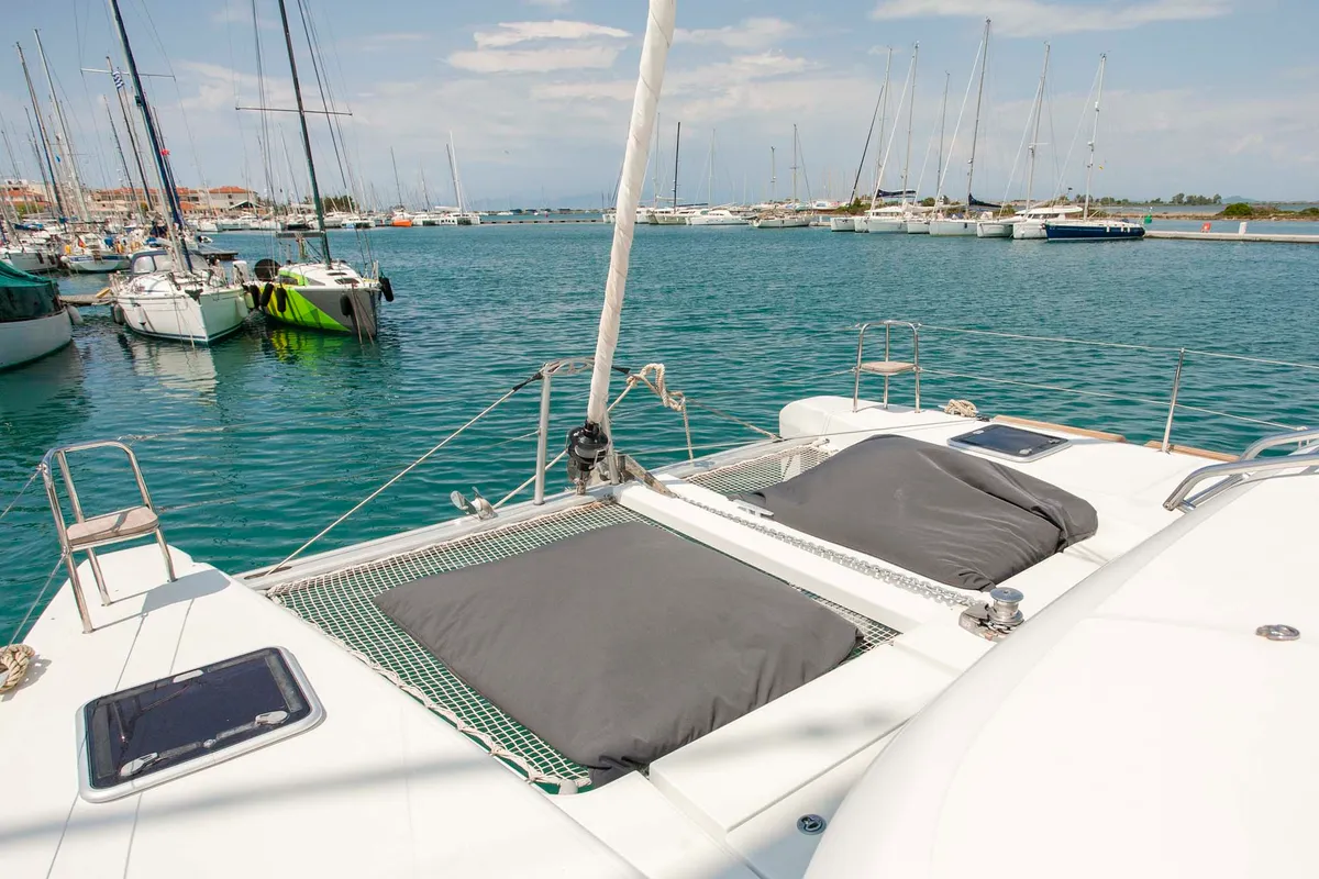Deck of U2, a Lagoon 39 catamaran at Municipal Unit of Lefkada, Greece
