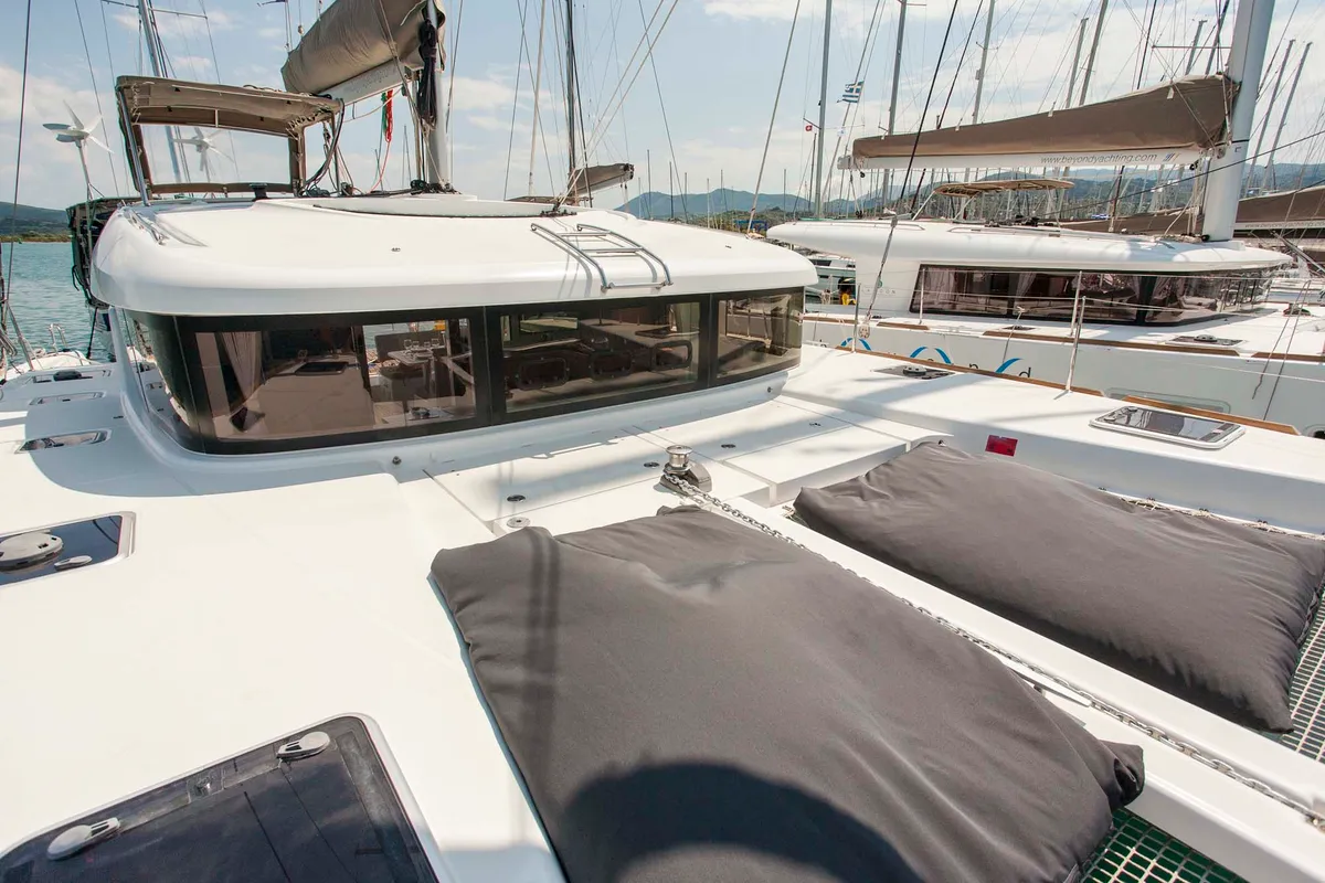 Deck of U2, a Lagoon 39 catamaran at Municipal Unit of Lefkada, Greece