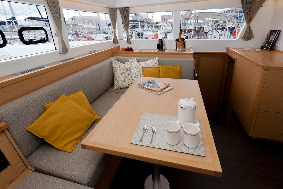 Salon of U2, a Lagoon 39 catamaran at Municipal Unit of Lefkada, Greece