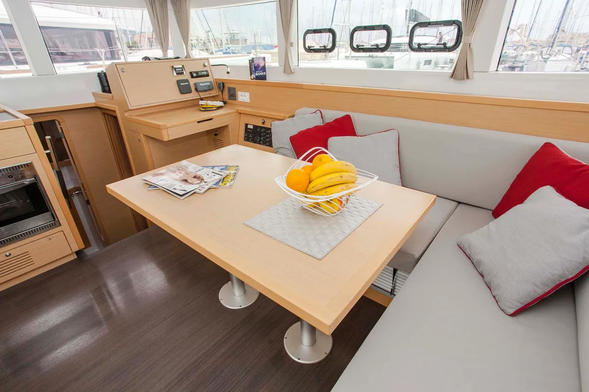 Salon of U2, a Lagoon 39 catamaran at Municipal Unit of Lefkada, Greece