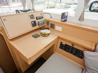 Cockpit of U2, a Lagoon 39 catamaran at Municipal Unit of Lefkada, Greece