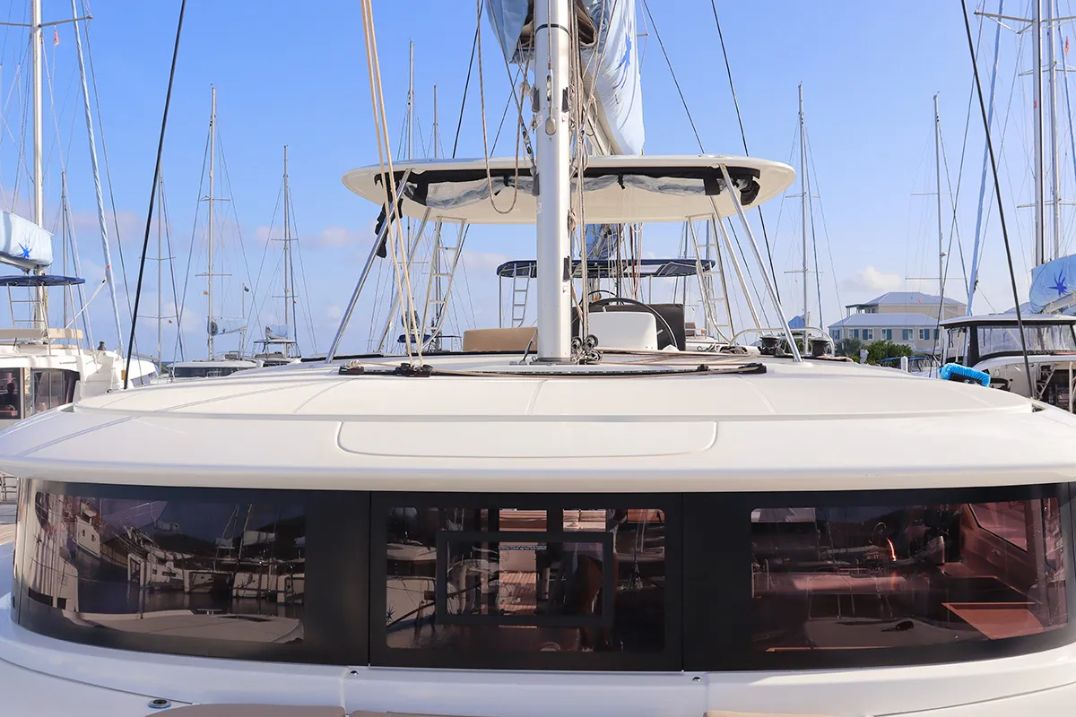 Deck of Endless Joy, a Lagoon 46 catamaran at Road Town, British Virgin Islands