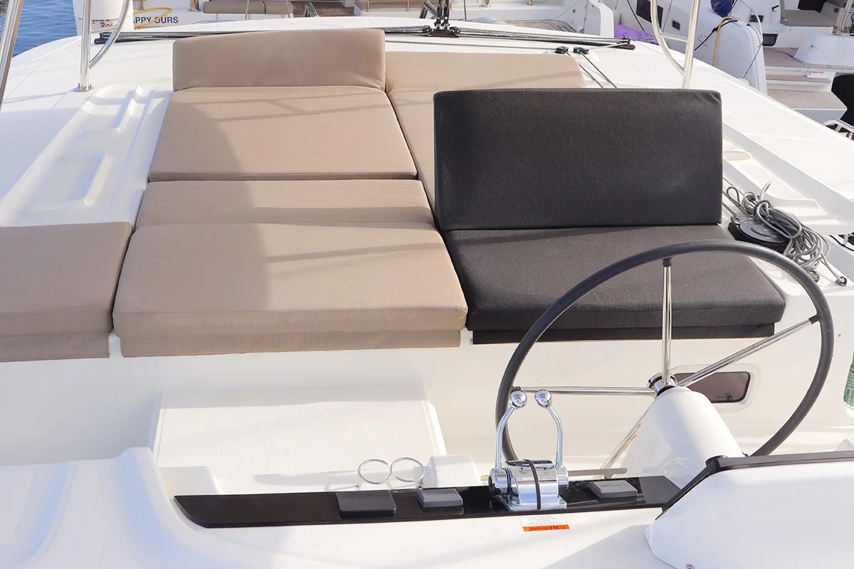 Cockpit of Endless Joy, a Lagoon 46 catamaran at Road Town, British Virgin Islands
