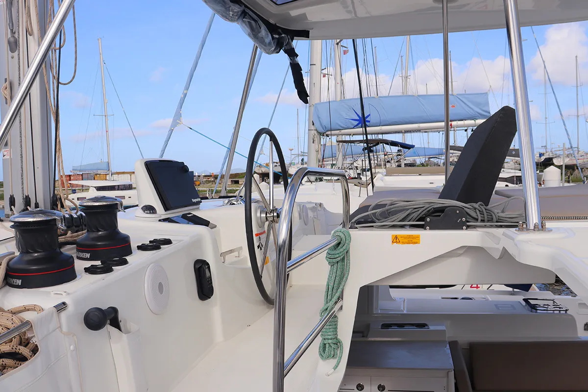 Cockpit of Endless Joy, a Lagoon 46 catamaran at Road Town, British Virgin Islands