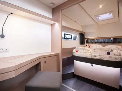 Cabin on Serenita, a Fountaine Pajot Isla 40 catamaran at Marmaris, Turkey