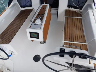 Cockpit of Krka, a Dufour 360 Grand Large sailboat at Dubrovnik, Croatia