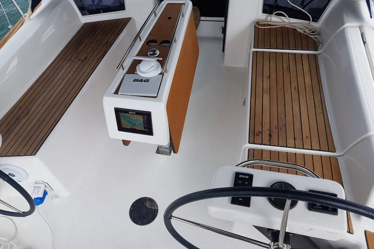 Cockpit of Krka, a Dufour 360 Grand Large sailboat at Dubrovnik, Croatia