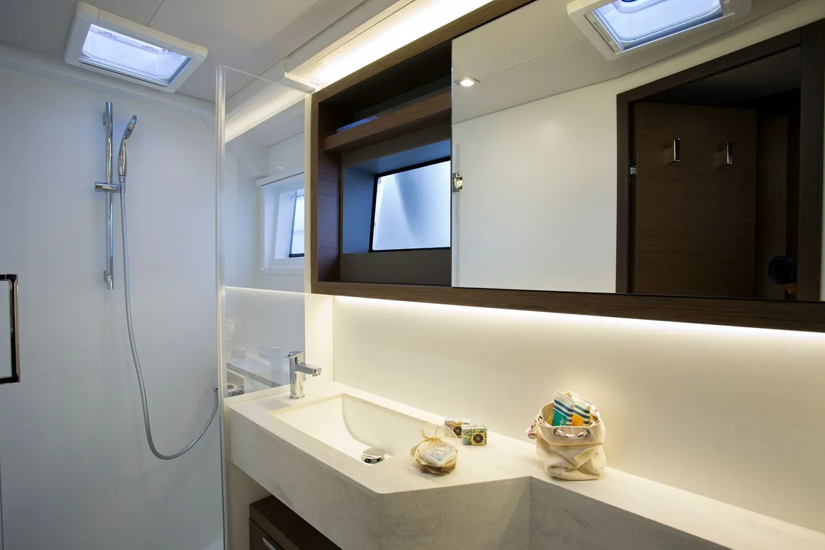 Head on Sail La Vie, a Lagoon 50 catamaran at Seget Donji, Croatia