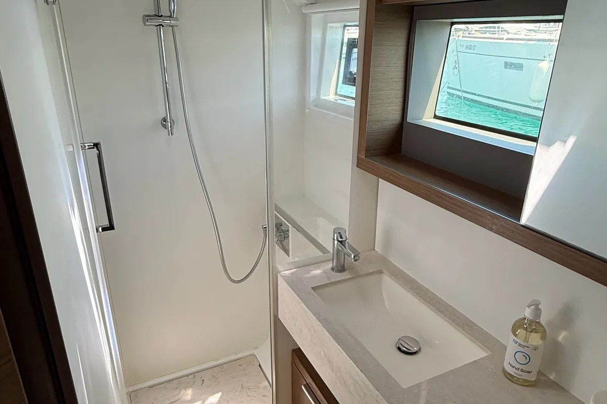 Head on Sail La Vie, a Lagoon 50 catamaran at Seget Donji, Croatia