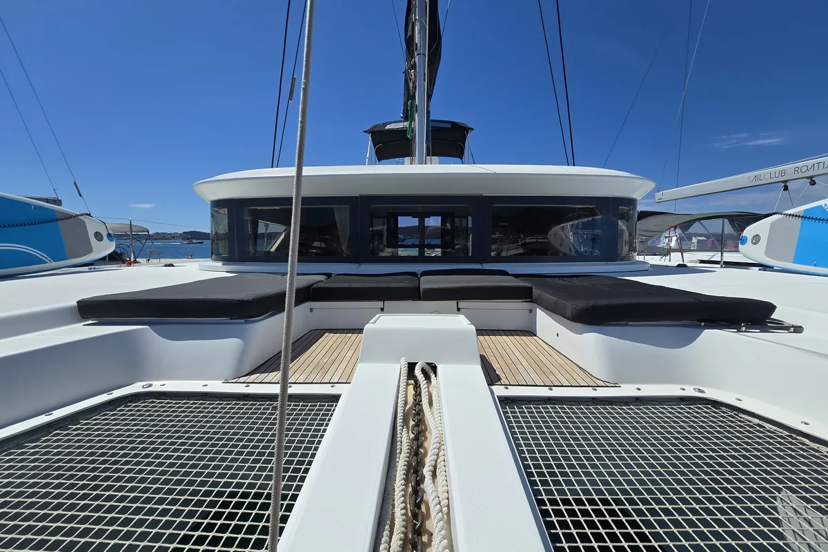 Deck of Sail La Vie, a Lagoon 50 catamaran at Seget Donji, Croatia