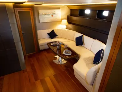 Salon of Maeva Star, a Arno Leopard 23 motor yacht at Syracuse, Italy