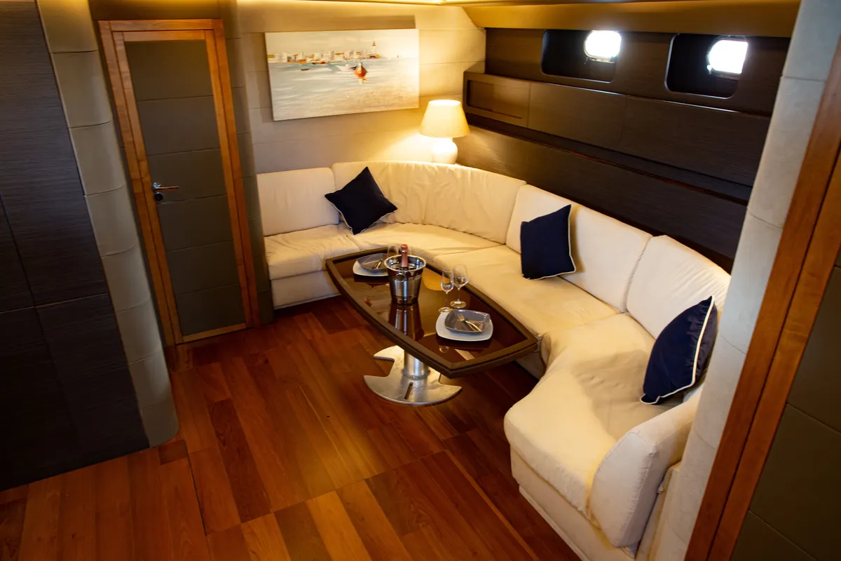 Salon of Maeva Star, a Arno Leopard 23 motor yacht at Syracuse, Italy
