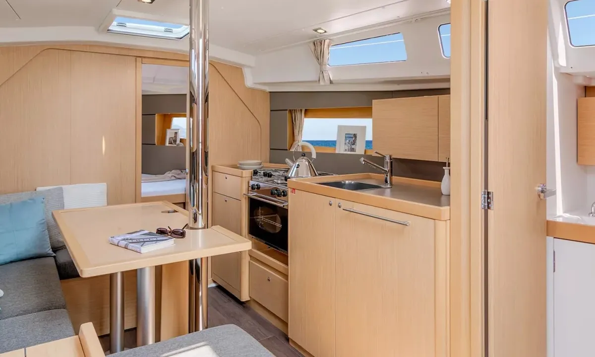 Galley of Blondi, a Beneteau Oceanis 35 sailboat at Marmaris, Turkey