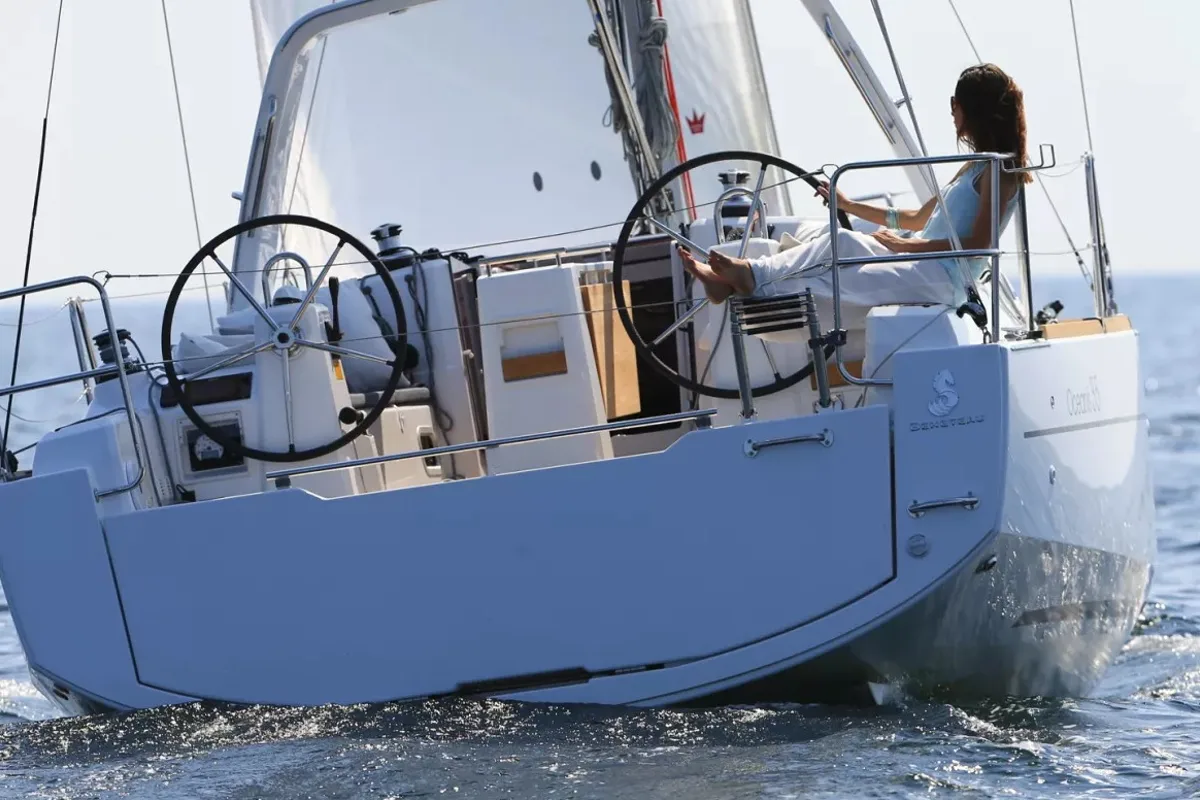 Exterior view of Blondi, a Beneteau Oceanis 35 sailboat at Marmaris, Turkey