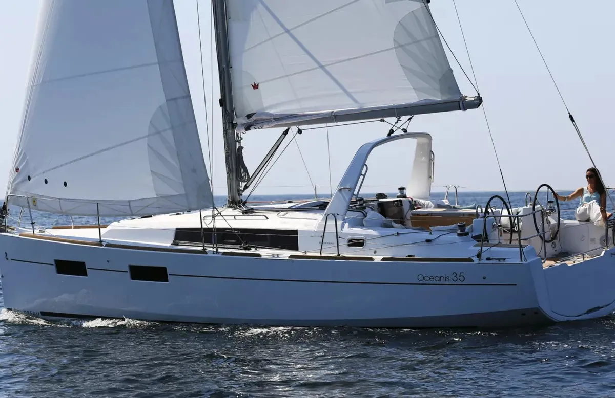 Exterior view of Blondi, a Beneteau Oceanis 35 sailboat at Marmaris, Turkey