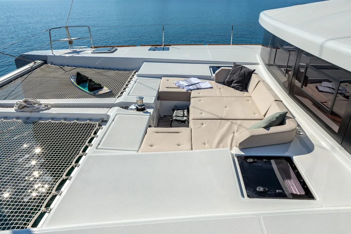Madinina, a Lagoon 52F catamaran at Skiathos, Greece