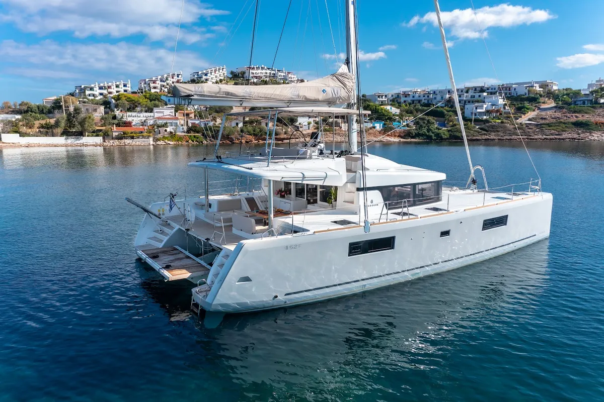 Madinina, a Lagoon 52F catamaran at Skiathos, Greece