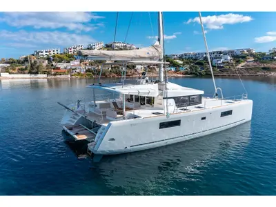 Madinina, a Lagoon 52F catamaran at Skiathos, Greece