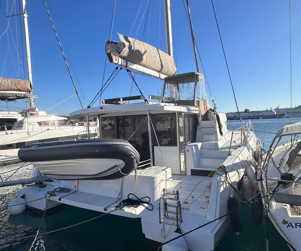 Exterior view of High School, a Bali 4.2 catamaran at Svoronata, Greece