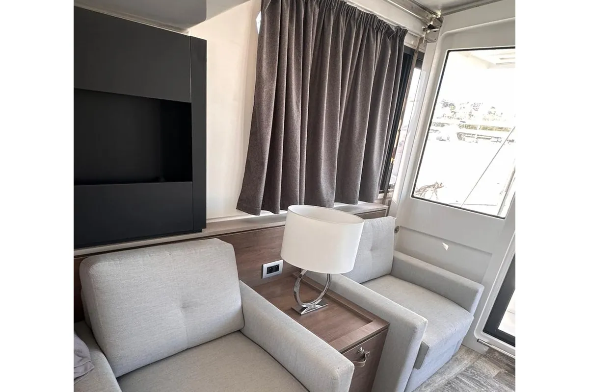 Salon of High School, a Bali 4.2 catamaran at Svoronata, Greece