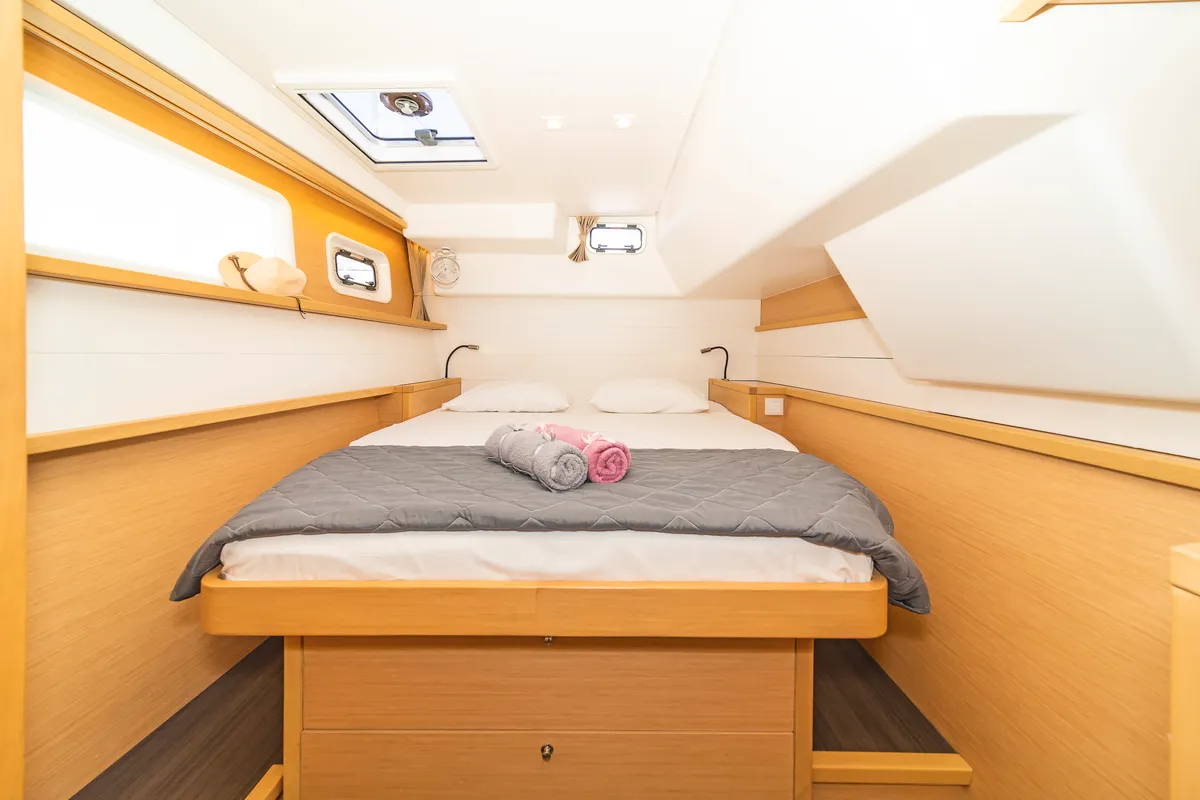 Cabin on Caretta Nana, a Lagoon 450 Fly catamaran at Municipal Unit of Lefkada, Greece