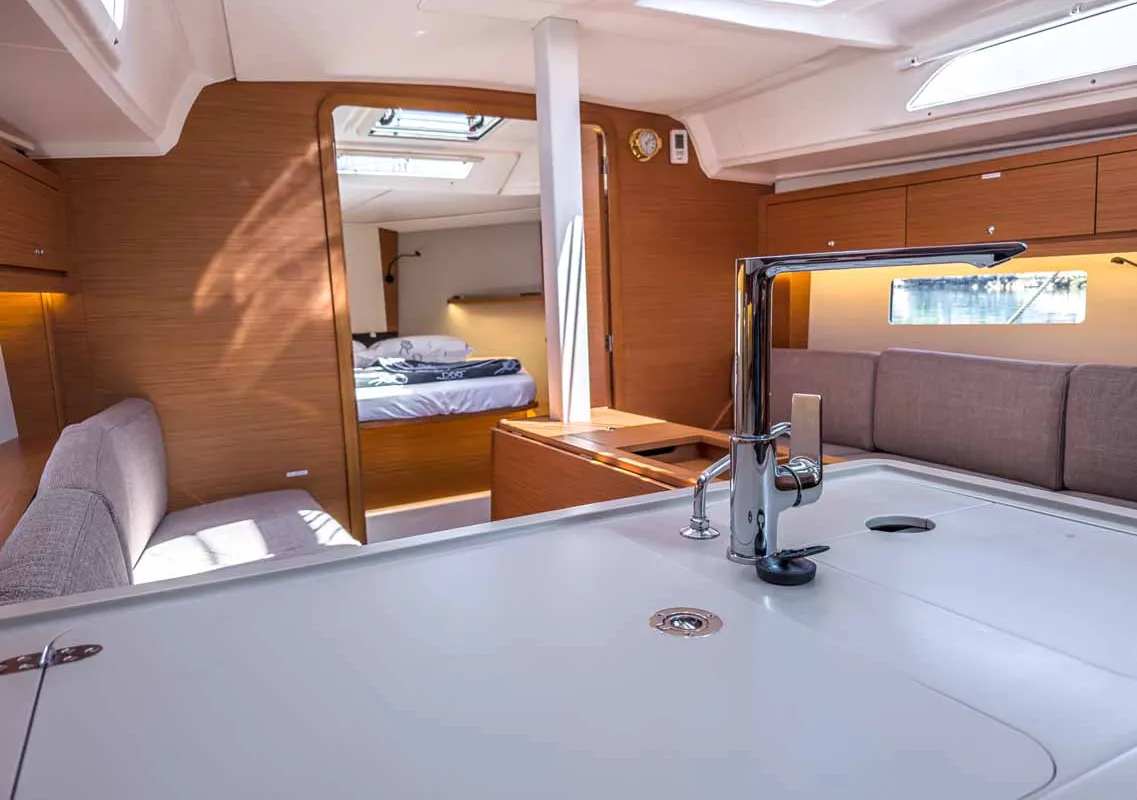 Galley of Arktur, a Dufour 37 sailboat at Grad Pula, Croatia