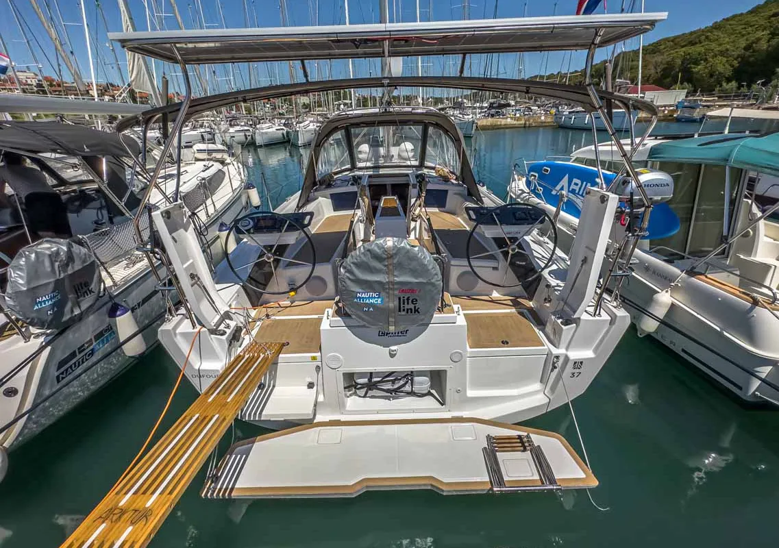 Exterior view of Arktur, a Dufour 37 sailboat at Grad Pula, Croatia