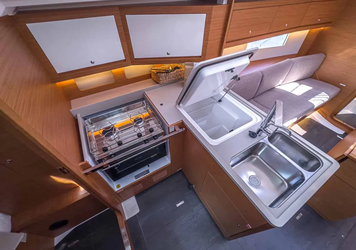 Galley of Arktur, a Dufour 37 sailboat at Grad Pula, Croatia