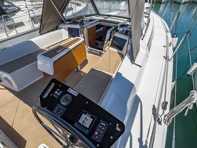 Cockpit of Arktur, a Dufour 37 sailboat at Grad Pula, Croatia