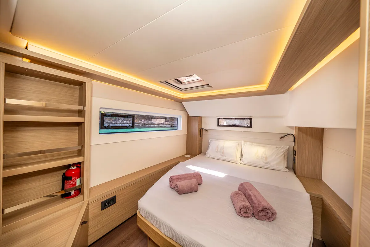 Cabin on Albatros Escape, a Lagoon 46 catamaran at Fethiye, Turkey