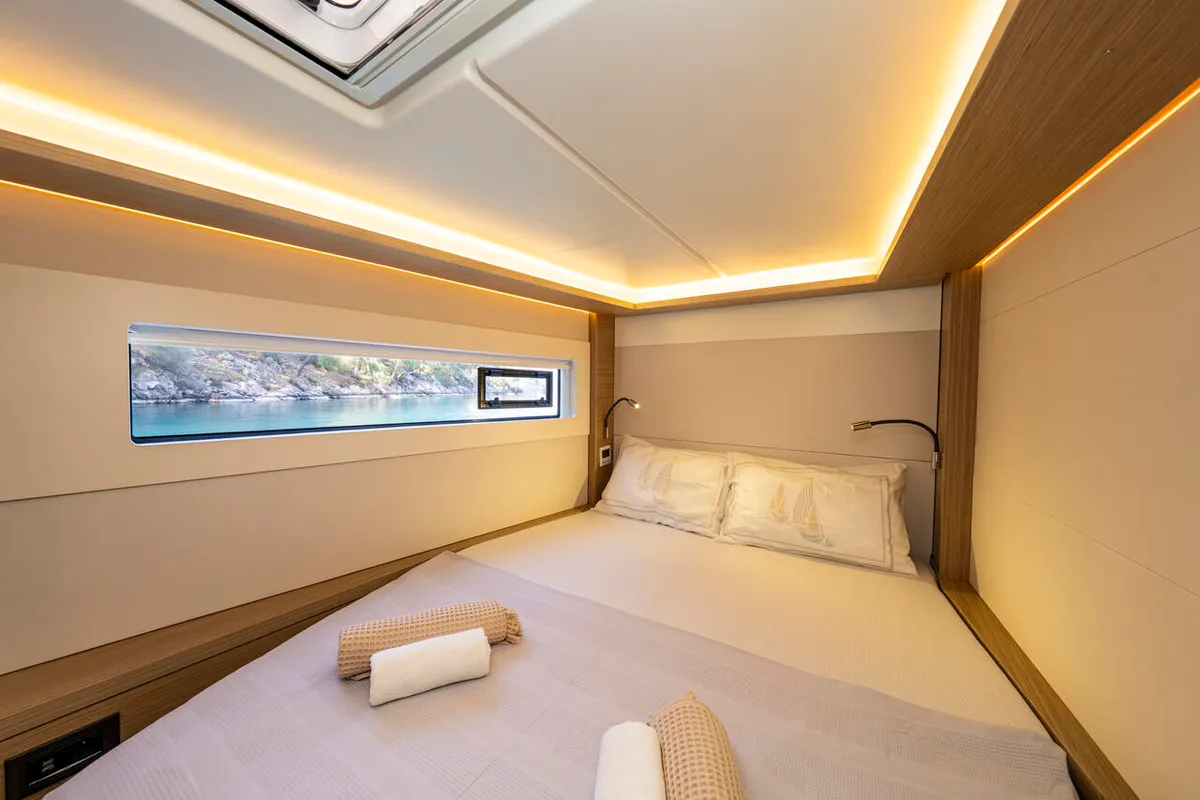 Cabin on Albatros Escape, a Lagoon 46 catamaran at Fethiye, Turkey