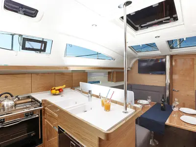 Galley of Hulk, a Elan Impression 40 sailboat at Grad Šibenik, Croatia