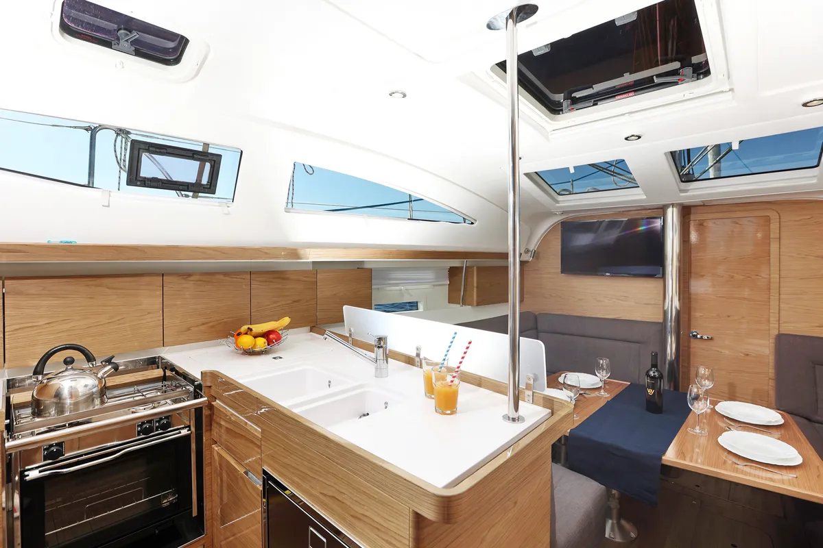 Galley of Hulk, a Elan Impression 40 sailboat at Grad Šibenik, Croatia