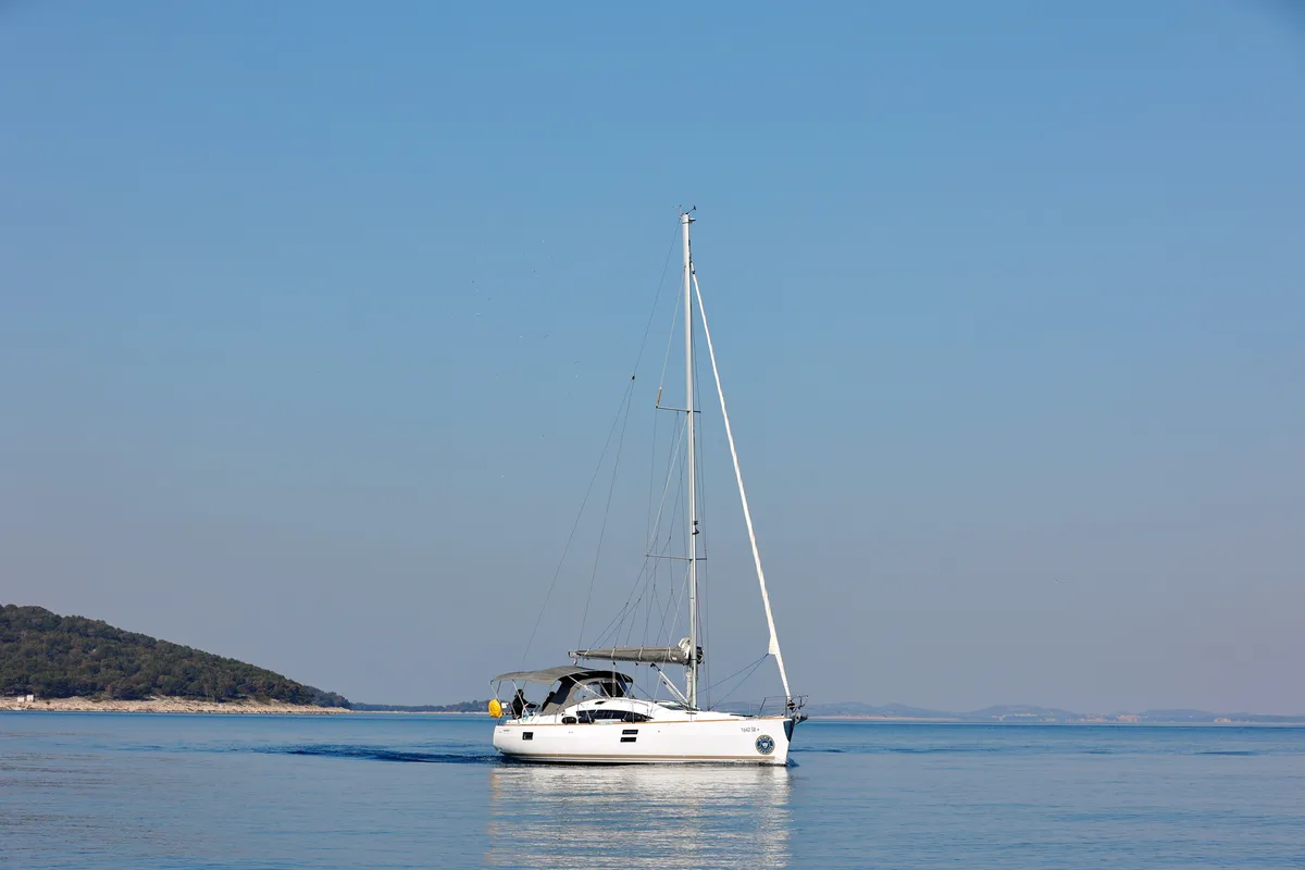 Exterior view of Hulk, a Elan Impression 40 sailboat at Grad Šibenik, Croatia