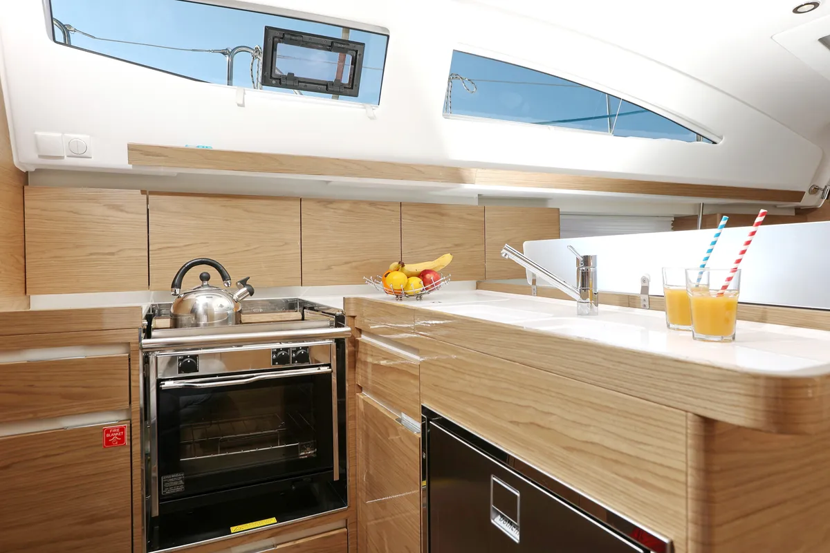 Galley of Hulk, a Elan Impression 40 sailboat at Grad Šibenik, Croatia