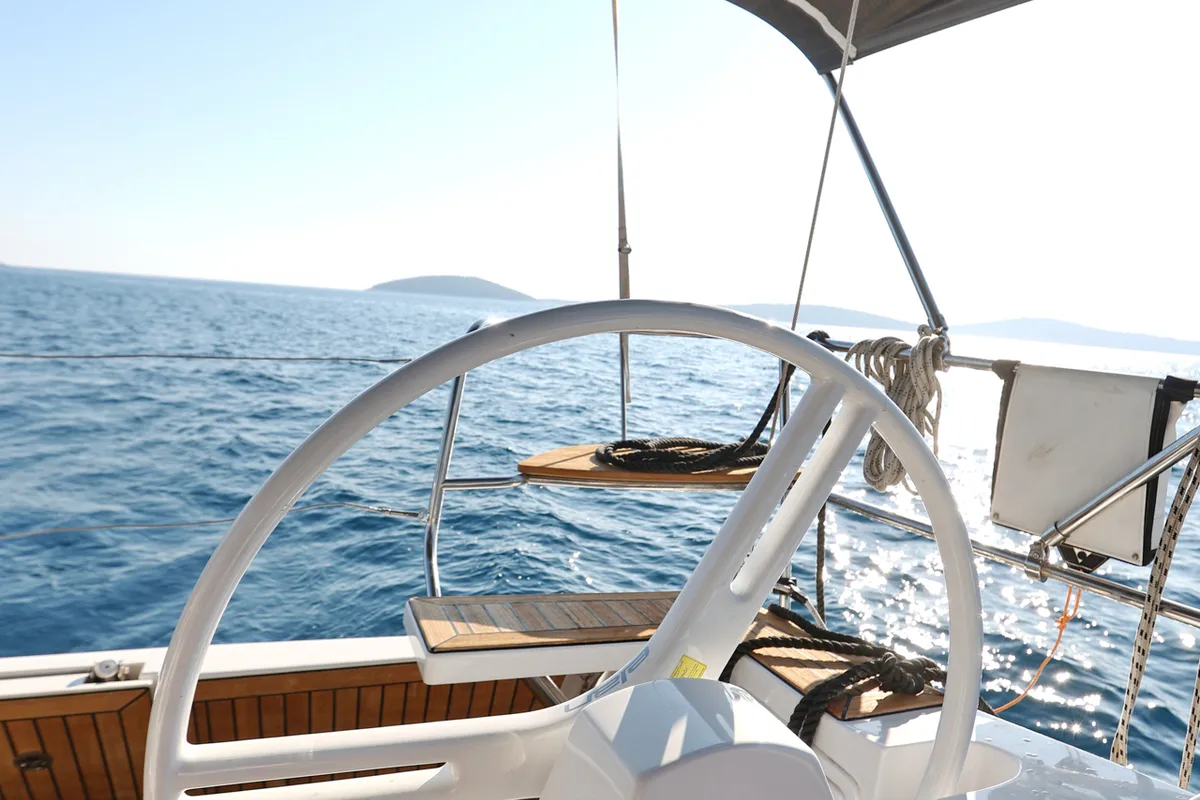Cockpit of Hulk, a Elan Impression 40 sailboat at Grad Šibenik, Croatia