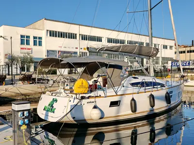 Deck of Hulk, a Elan Impression 40 sailboat at Grad Šibenik, Croatia