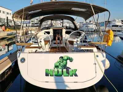 Cockpit of Hulk, a Elan Impression 40 sailboat at Grad Šibenik, Croatia