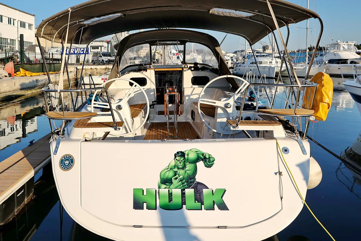 Cockpit of Hulk, a Elan Impression 40 sailboat at Grad Šibenik, Croatia