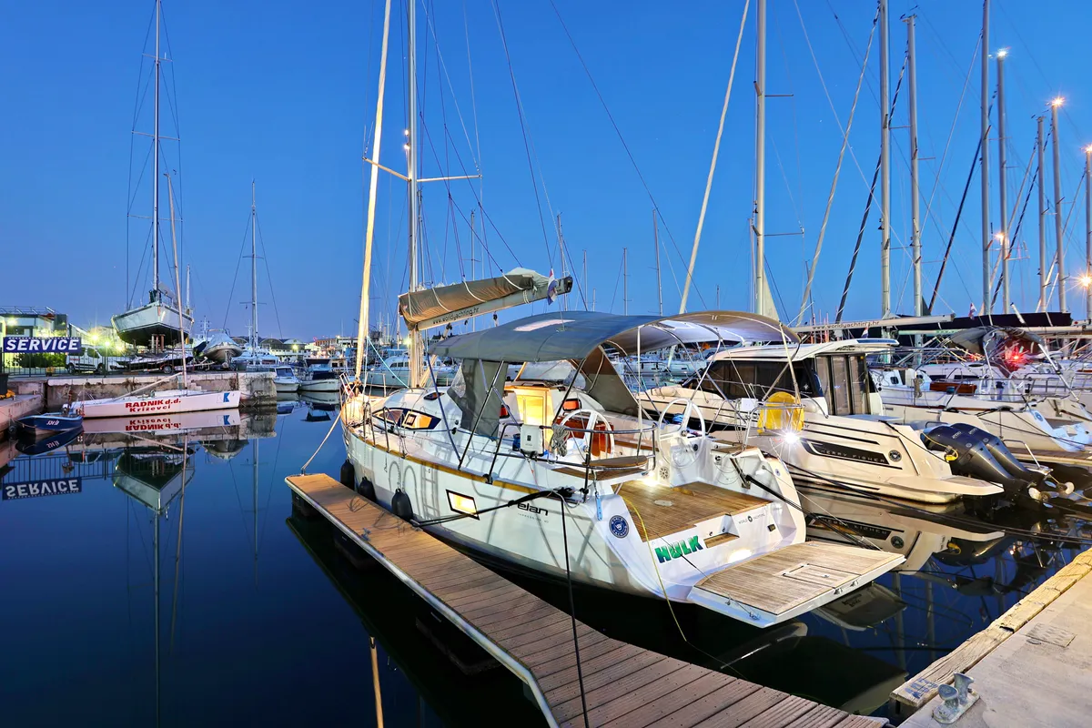 Exterior view of Hulk, a Elan Impression 40 sailboat at Grad Šibenik, Croatia