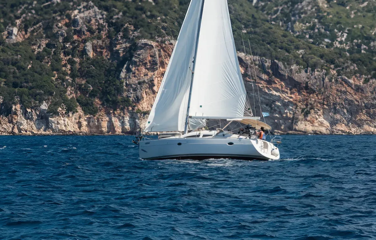 Exterior view of Ageras, a Elan 38 sailboat at Preveza, Greece