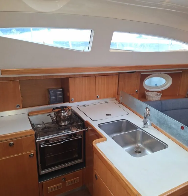 Galley of Ageras, a Elan 38 sailboat at Preveza, Greece