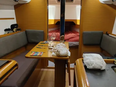 Salon of Madison, a Jeanneau Sun Odyssey 349 sailboat at Toulon, France
