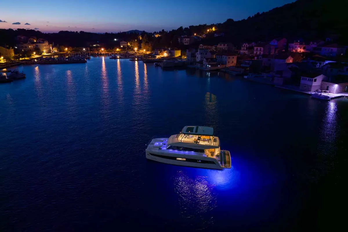 Exterior view of Family 2.0, a Fountaine Pajot MY6 catamaran at Grad Šibenik, Croatia