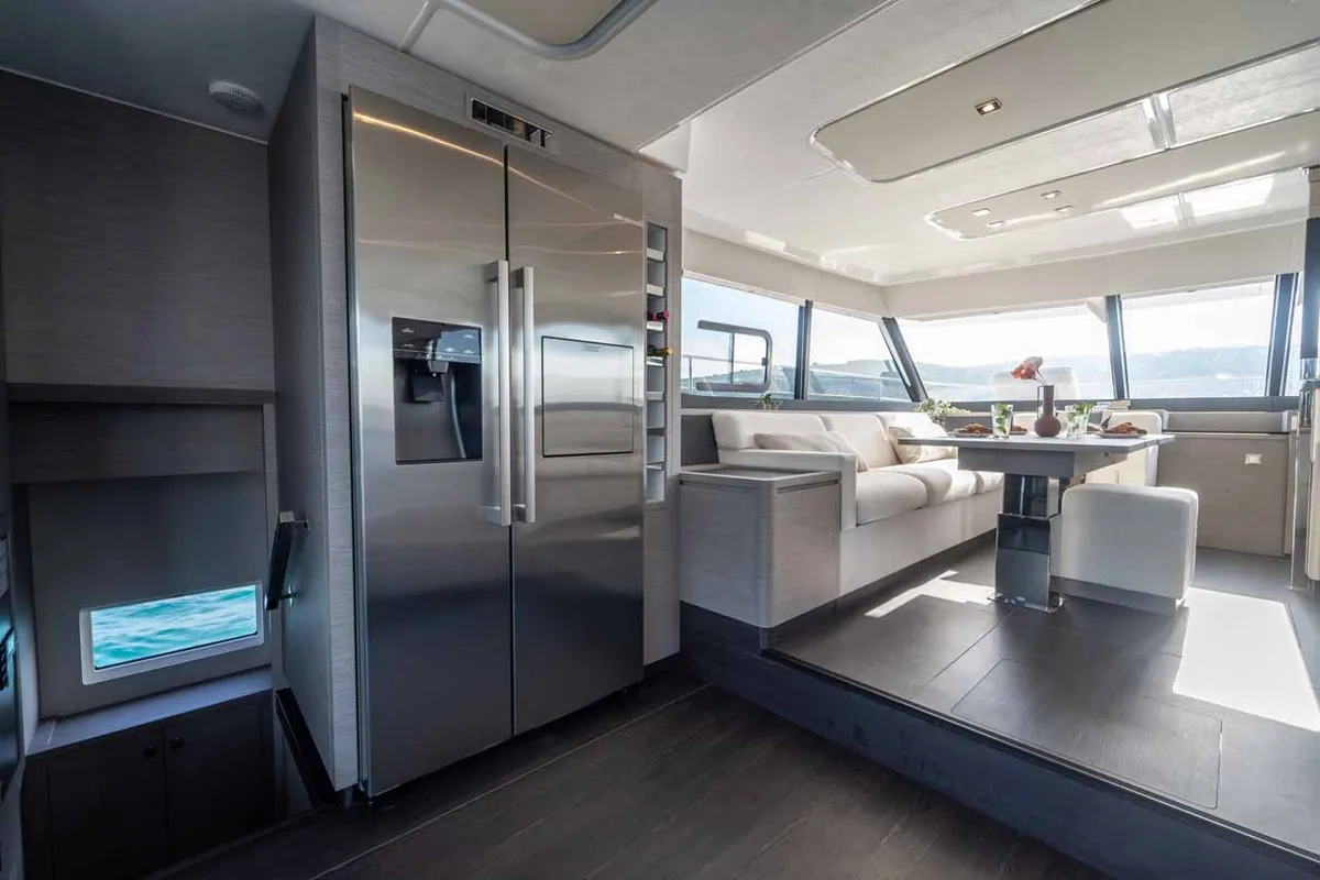 Galley of Family 2.0, a Fountaine Pajot MY6 catamaran at Grad Šibenik, Croatia