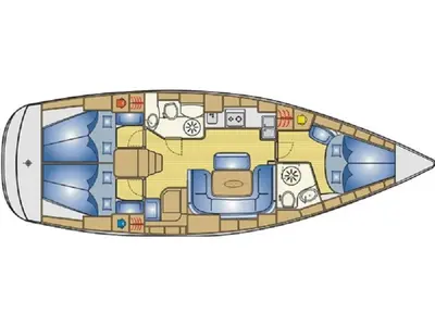 Floor plan of LOLA, a Bavaria 39 Cruiser sailboat at Primošten, Croatia